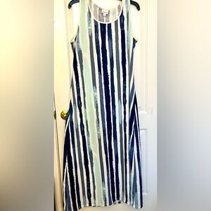 LuLaRoe Blue and White Striped Maxi Dress XL
